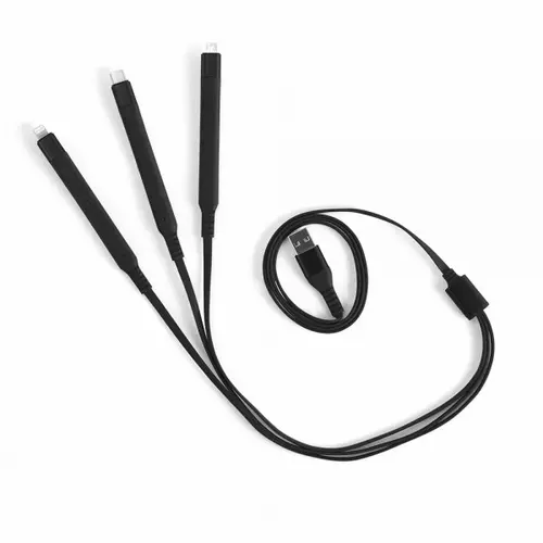 Cablu de date Livoo TEA230N, Micro USB, USB Type-C, Lightning, 1.2m (Negru)
