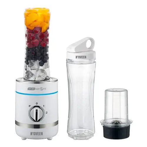 Blender Noveen Sport Mix & Fit SB1100 X-LINE, 300 W, Rasnita 50 g, Lame zdrobire gheata, 2 Sticle 0.6 l, Huse (Alb)