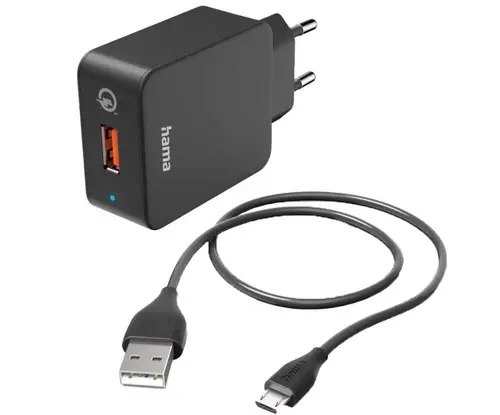 Incarcator retea Hama 201621, 1x USB-A, 19.5W, microUSB, 1.5m (Negru)