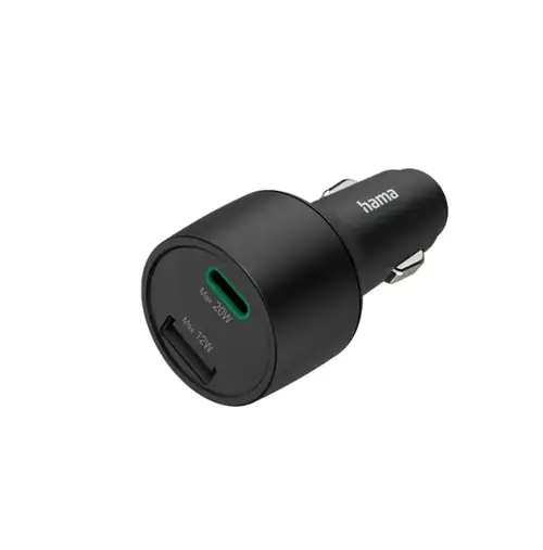 Incarcator auto Hama 201690, 1xUSB, 1x USB-C, 20/12W (Negru)