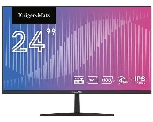 Monitor IPS LED Kruger&Matz 24inch KM9901-MT24, FulL HD (1920 x 1080), HDMI, DisplayPort, Boxe, 100 Hz (Negru)