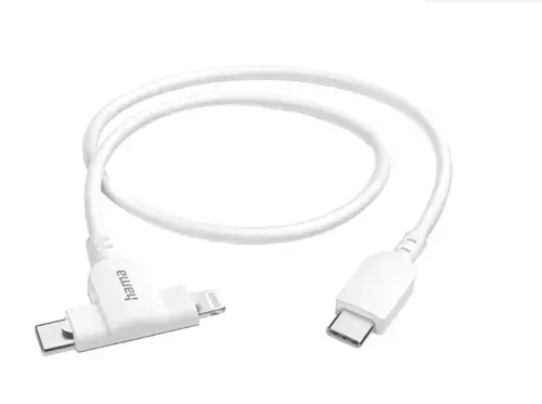 Cablud de date 2 in 1 Hama 201722, USB-C - USB-C/Lightning, 1.5 m (Alb)