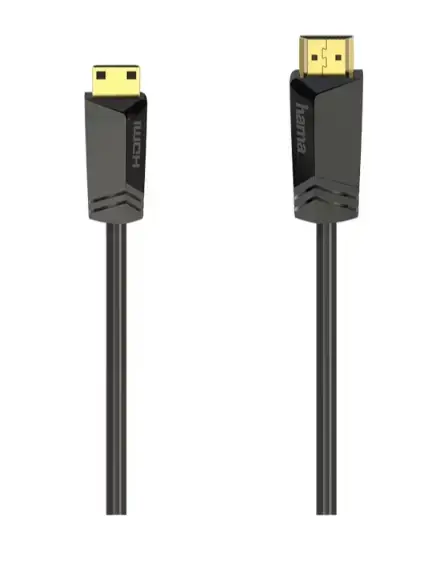 Cablu HDMI - mini HDMI HAMA 205015, 1.5m, 4K HDR, placat cu aur (Negru)