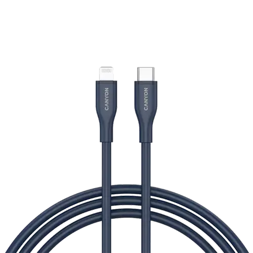Cablu de date CANYON CNS-CLNM60SC10DB, 60 W, USB Type-C la Lightning, 1m (Albastru)