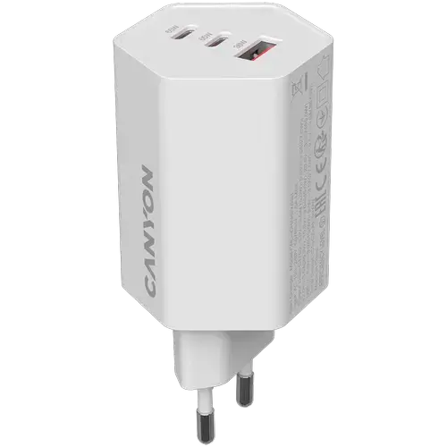 Incarcator retea CANYON CND-CHAHEX65W, 65 W, 2x USB Type-C, USB-A (Alb)