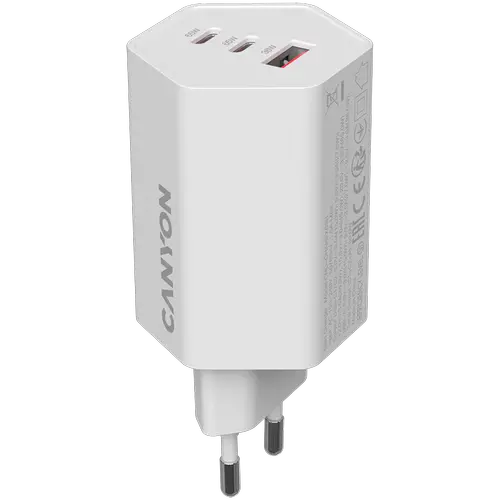 Incarcator retea CANYON CND-CHAHEX65W, 65 W, 2x USB Type-C, USB-A (Alb)