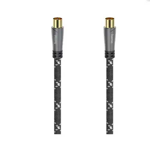 Cablu video coaxial Hama 205072, 5m, 120dB (Negru/Gri)