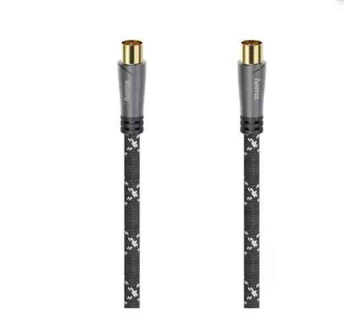 Cablu video coaxial Hama 205072, 5m, 120dB (Negru/Gri)