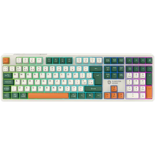 Tastatura gaming mecanica wireless CANYON Shadder GKW-11, 108 taste, Switch-uri Brown, RGB, Layout UK/US (Alb)