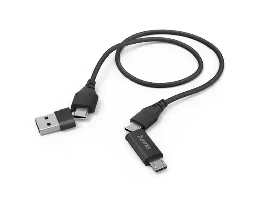 Cablu date Hama 201537, 4 in 1, USB-C/USB-A - USB-C/MicroUSB, 1.5m (Negru)
