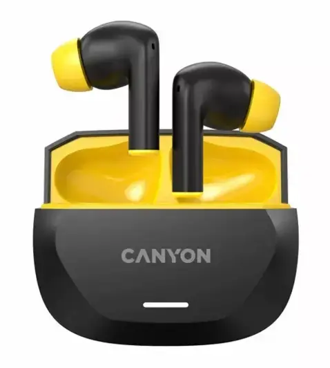 Casti True Wireless Canyon HEXAGON 7, ANC+ENC, Bluetooth, Microfon (Negru/Galben)