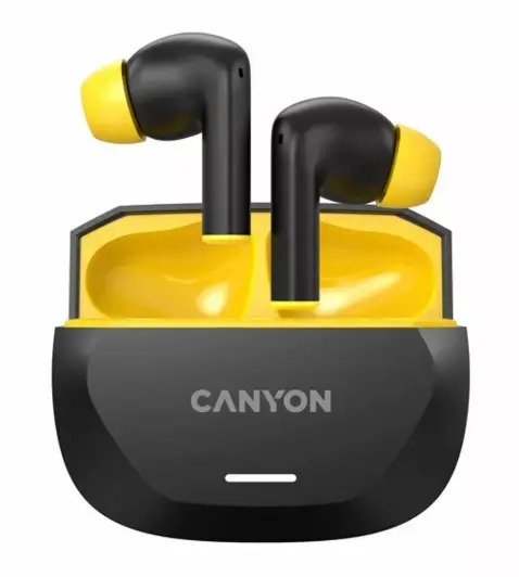 Casti True Wireless Canyon HEXAGON 7, ANC+ENC, Bluetooth, Microfon (Negru/Galben)
