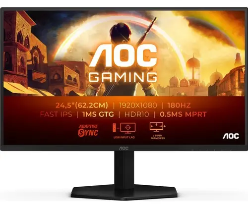 Monitor Gaming Fast IPS LED AOC 24.5inch 25G42E, Full HD (1920 x 1080), HDMI, DisplayPort, 180 Hz, 1 ms (Negru/Rosu)