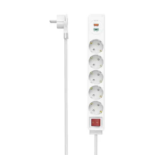 Prelungitor electric Hama 223186, 5 prize, USB-C 1.4 m (Alb)
