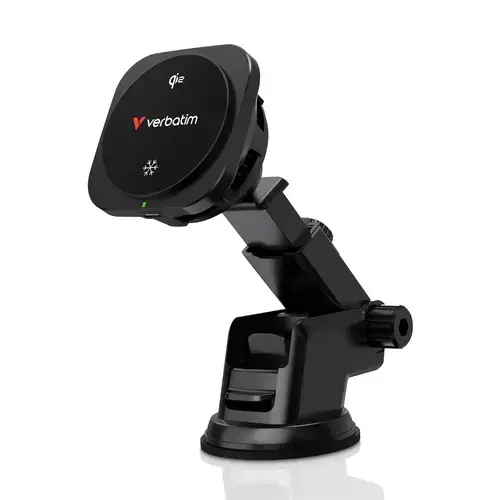 Suport auto magnetic cu incarcare wireless Verbatim CnD-02Qi2, RGB, 15 W (Negru)
