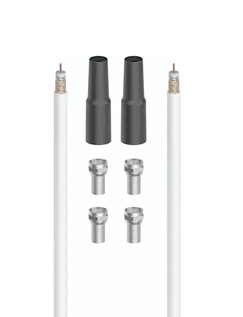 Kit cablu video Coaxial Hama 205042, 20m, 100dB (Alb)