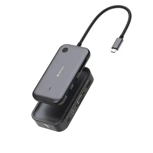 Hub USB si adaptor wireless Verbatim Share My Screen WDA-01, 1080p, USB-C, SD/microSD, Wi-Fi (Negru)