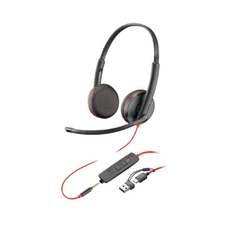 Casti HP Poly BW 3225 jack 3.5mm + adaptor USB-C/A (Negru)