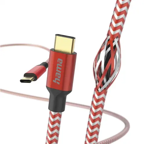 Cablu de date Hama Reflective, USB-C - USB-C, 1.5 m (Rosu)