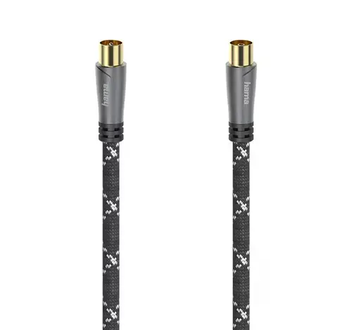 Cablu video Coaxial Hama 205071, 3m, 120dB (Negru/Gri)