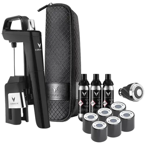 Sistem de conservare vinuri CORAVIN Timeless Six+ 112326B, Aerator, Capsule, Husa de calatorie (Negru)