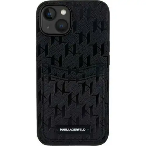 Husa de protectie Karl Lagerfeld Saffiano Monogram Card Slot pentru iPhone 14 (Negru)