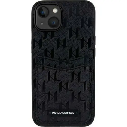 Husa de protectie Karl Lagerfeld Saffiano Monogram Card Slot pentru iPhone 14 (Negru)