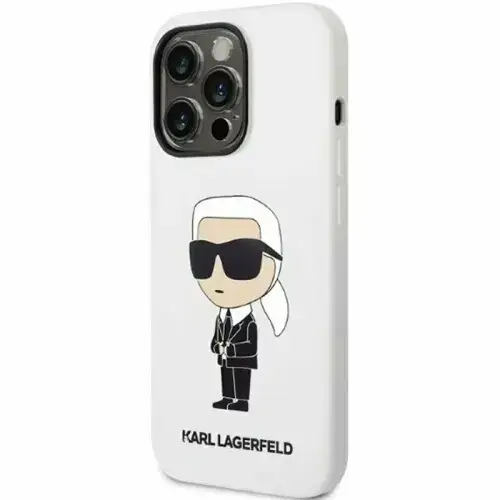 Husa de protectie Karl Lagerfeld Liquid Silicone Ikonik NFT pentru iPhone 14 Pro Max (Alb)