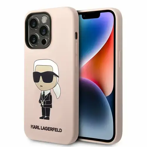 Husa de protectie Karl Lagerfeld Liquid Silicone Ikonik NFT pentru iPhone 14 Pro (Roz)