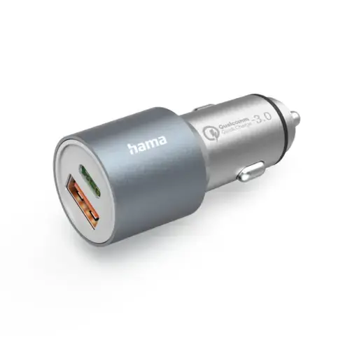 Incarcator auto HAMA 201693, 1xUSB-A, 1x USB-C, 18/20W (Argintiu)