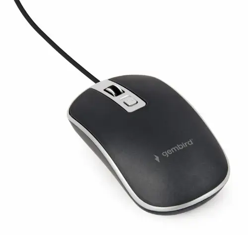 Mouse Gembird MUS-4B-06-BS, Wired, USB (Negru/Argintiu)