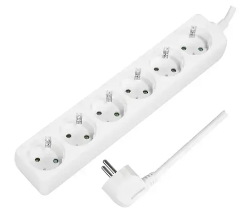 Prelungitor LogiLink LPS238, 6 prize, cablu 3G 1.5mm2, 230 V/16 A, 50 Hz, max. 3500 W, IP20, 1.5m (Alb)
