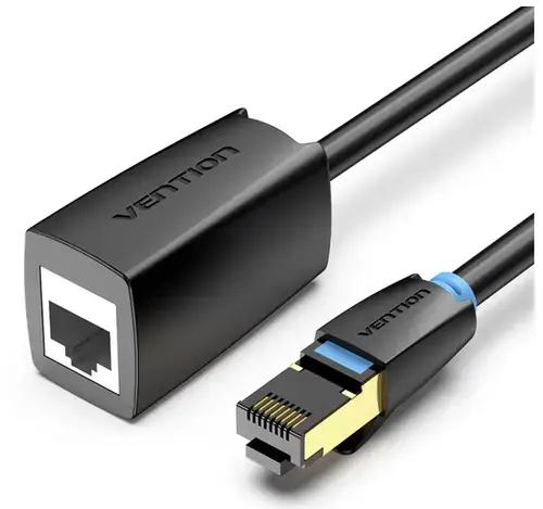 Cablu prelungitor SFTP Vention IKHBH, RJ-45 (M) la RJ-45 (T), 2m, 40 Gbps, ecranat, 26AWG, cupru (Negru)