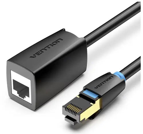Cablu prelungitor SFTP Vention IKHBH, RJ-45 (M) la RJ-45 (T), 2m, 40 Gbps, ecranat, 26AWG, cupru (Negru)