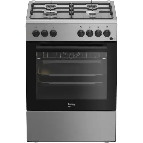 Aragaz Beko FBSE62120XD, Mixt, 4 arzatoare, Aprindere electrica, Gatire asistata cu ventilatie, Grill, 60 cm (Inox)