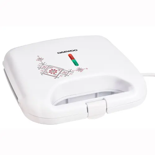 Sandwich maker Daewoo DSM25TR, 800 W, design traditional, placi neaderente, termostat, CoolTouch (Alb)