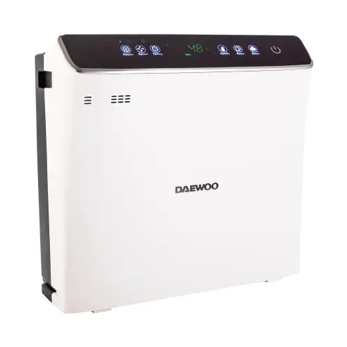 Purificator de aer si umidificator Daewoo DAP400 Wi-Fi, 75 W, 300 m3/h, filtru HEPA13, carbon activ, foto catalizator, lampa UV, rezervor apa 2.5 l, senzor inteligent, panou de comanda IMD, Anion, alarma automata, 45 dB (Alb)