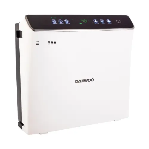 Purificator de aer si umidificator Daewoo DAP400 Wi-Fi, 75 W, 300 m3/h, filtru HEPA13, carbon activ, foto catalizator, lampa UV, rezervor apa 2.5 l, senzor inteligent, panou de comanda IMD, Anion, alarma automata, 45 dB (Alb)