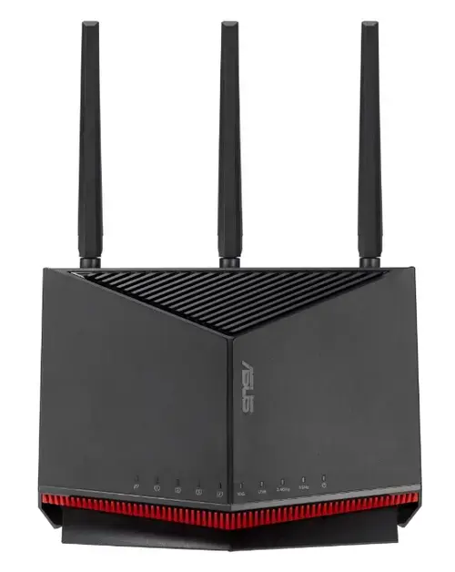 Router Gaming Wireless ASUS RT-BE86U, BE6800, Dual-Band, Quad-Core 2.6GHz CPU, 256MB/1GB Flash/RAM, 4K-QAM, MLO, 10G port, 2.5G quad-port, AiProtection Pro, Adaptive QoS, VPN Fusion, Instant Guard, IPTV, OFDMA, MU-MIMO, UTF-8 SSID, Port forwarding, AiMes