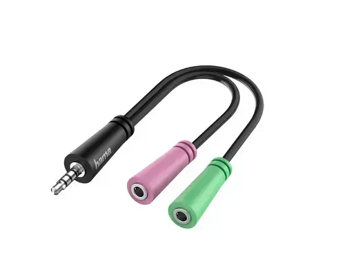 Adapter audio Hama 200352, Jack 3.5 mm  - 2 x Jack 3.5 mm (Negru)