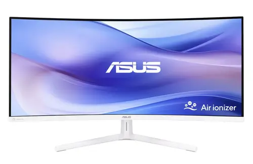 Monitor VA LED ASUS 34inch VU34WCIP-W, WQHD (3440 x 1440), HDMI, DisplayPort, Ecran curbat, Boxe, 100 Hz, 1 ms (Alb)
