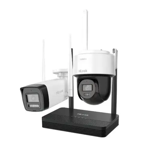 Kit supraveghere WiFi mixt HikVision HiLook IKS-2044BPH-PH/W, 4MP, 2.8 mm, IR 30 / 25 m, lumina alba 25 m, microfon, difuzor, detectie miscare, slot card