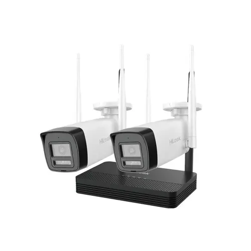 Kit supraveghere exterior WiFi HikVision HiLook IKS-2044BH-PH/W, 2MP, 2.8 mm, IR 30, microfon, difuzor, detectie miscare, slot card