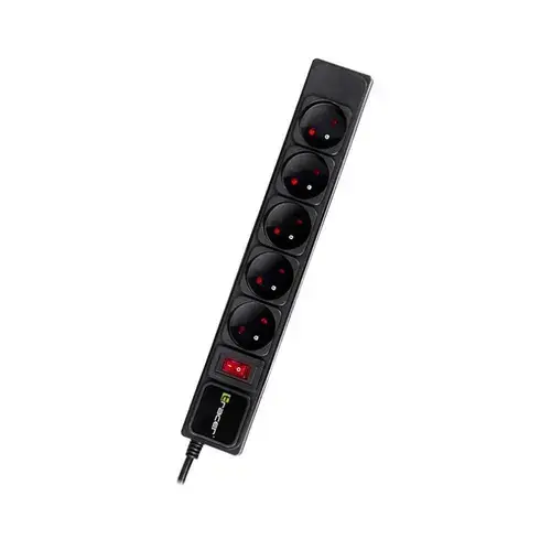 Prelungitor Tracer PowerGear TRALIS47138, 5 prize, 5 m (Negru)
