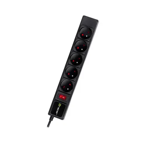 Prelungitor Tracer PowerGear TRALIS47138, 5 prize, 5 m (Negru)