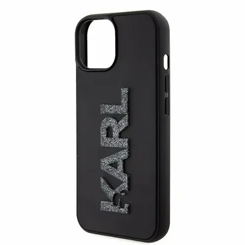 Husa de protectie Karl Lagerfeld Karl Lagerfeld 3D Rubber Glitter Logo Karl Case for iPhone 15 (Negru)