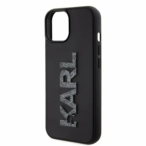 Husa de protectie Karl Lagerfeld Karl Lagerfeld 3D Rubber Glitter Logo Karl Case for iPhone 15 (Negru)