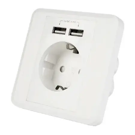 Priza Schuko perete Gembird G-EGACU2A201, 2 x USB (Alb)