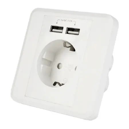 Priza Schuko perete Gembird G-EGACU2A201, 2 x USB (Alb)