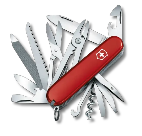 Briceag multifunctional Victorinox HANDYMAN, 24 functii, Cleste, Dalta, Foarfece, Ferastrau, Pila, Cleste combinat (Rosu)